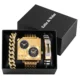 2022 New Luxury Gold Men's Watch Set Large Dial Fashion Bracelet Double Time Zone Quartz Watches Gift Box Birthday for Husband Other Image