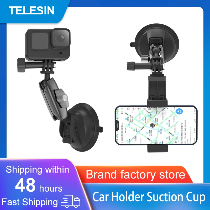 telesin gravity car phone camera holder suction cup adjustable universal holder stand gps mount for gopro insta360 dji action 2 free global shipping