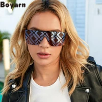 boyarn 2022 new sunglasses womens boyarn luxury brand design one piece windscreen retro large frame sunglasses mens tide color