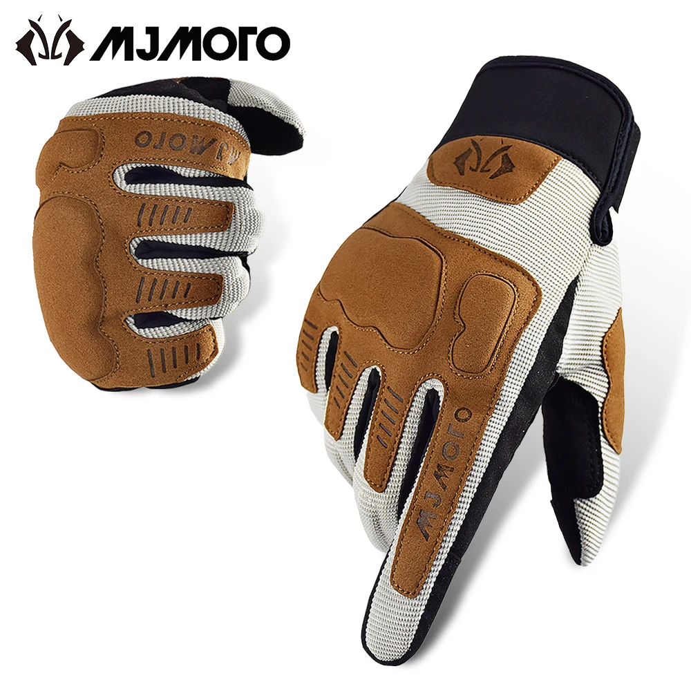 

Летние Дышащие Мотоциклетные Перчатки MJMOTO, Ветрозащитные, Совместимые С Сенсорными Экранами, Износостойкие, Нескользящие