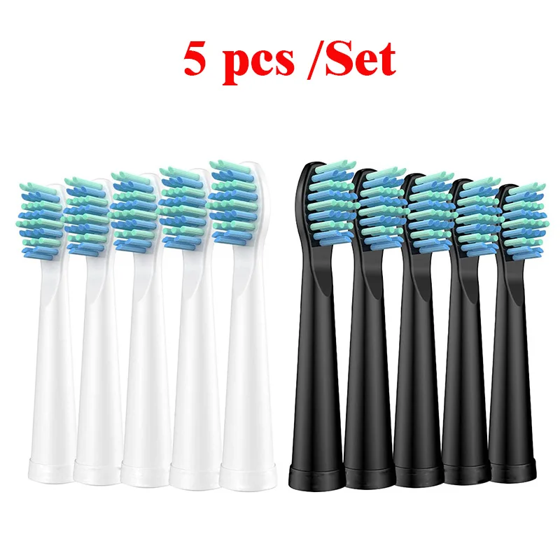 

5 pcs/set Sonic Electric Toothbrush Replacement Heads Tooth Brush Heads for Fairywill FW-507 FW-508 FW-917 Toothbrush Head Black