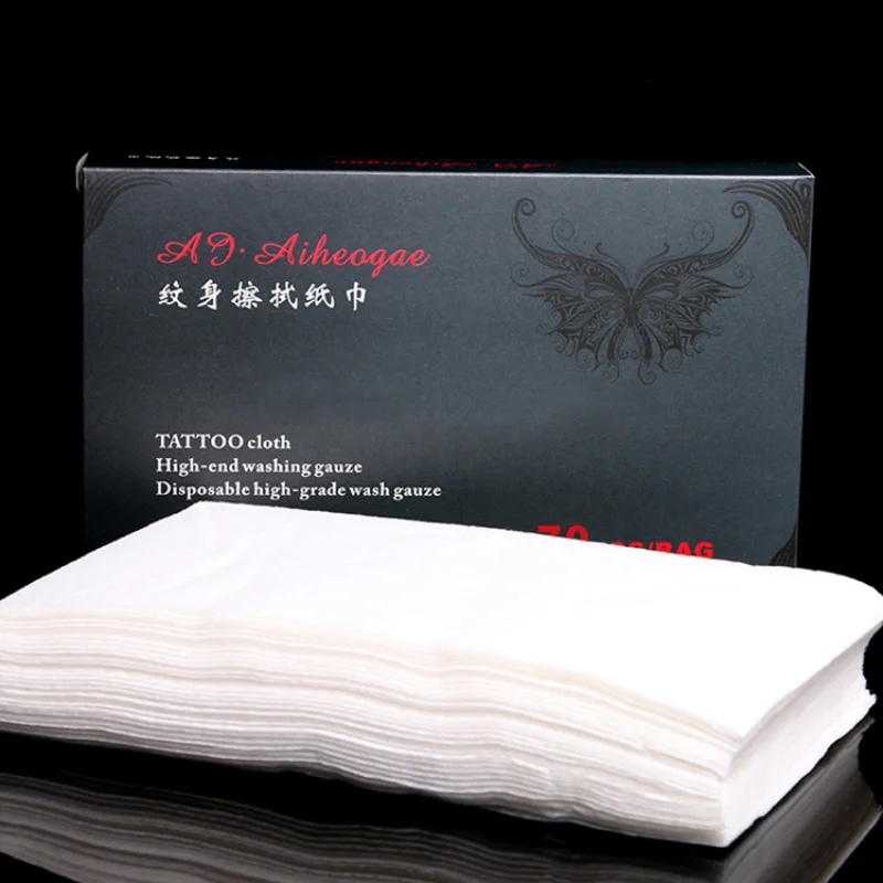 

70pcs Disposable Tattoo Wipe Paper Soft Tissue Skin Cloth Towel Body Art Cleaning Makeup Tattoo Supplies Accessories Arena White