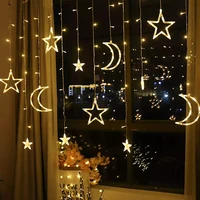 new year 2023 led icicle star moon lamp fairy curtain lights garland christmas lights room home christmas decorations for home