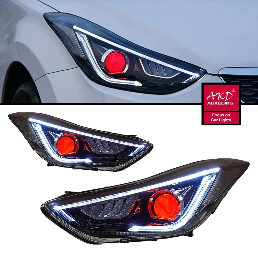 

LED Head Light Parts For 2012 Elantra Front Headlights Replacement 2011-2016 DRL Daytime light Projector Facelift