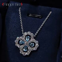 fashion luxury silver plated sea blue clavicle chain banquet personality exquisite jewelry