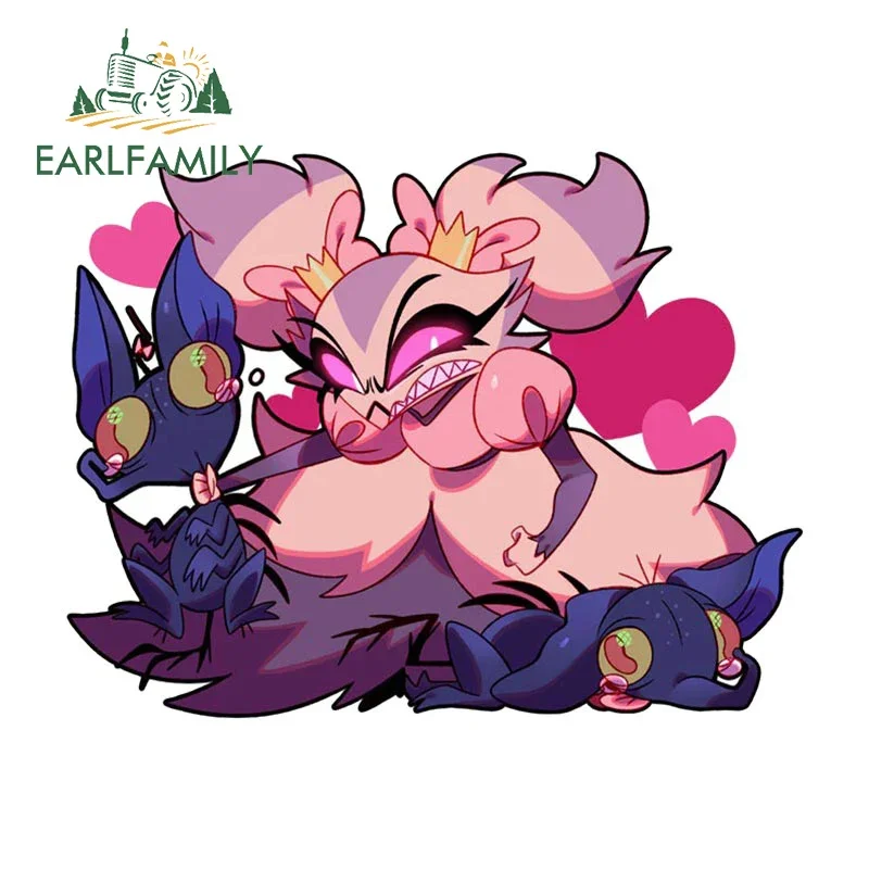 

EARLFAMILY, 13 см, индивидуальная наклейка для автомобиля Helluva Boss, наклейка для защиты двери автомобиля, интересная Защита от солнца, фургон, бампер, графика