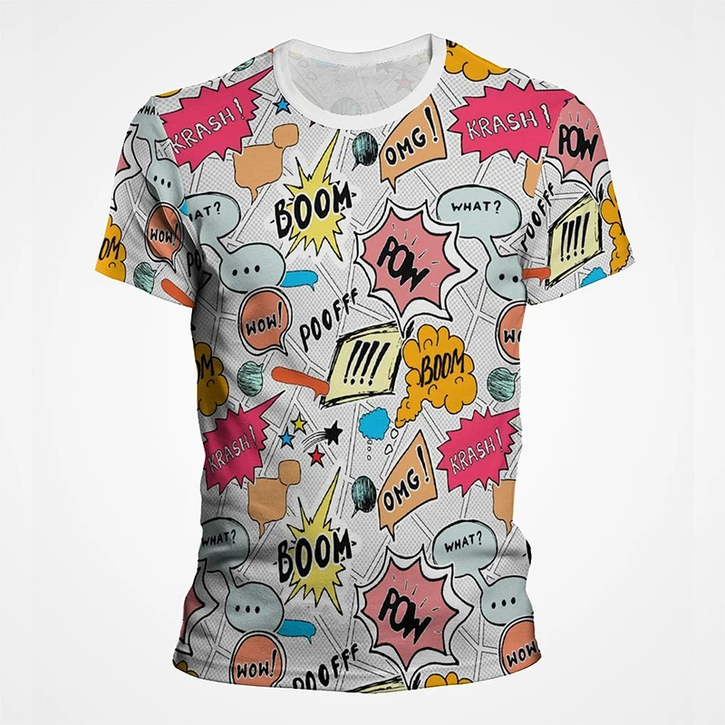 

Fashion Cartoon Explode Letter T Shirt Streetwear Graffiti Punk T-shirts Funny Cute Kid Children Boy Girl Tee Shirt Cool Clothes