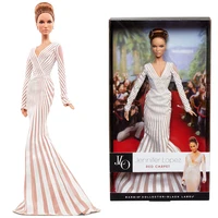 Barbie Doll Original Celebrity Idol Pop Music Star Red Carpet Barbie Collector Black Label Elegant Striped Dress Toys for Girls