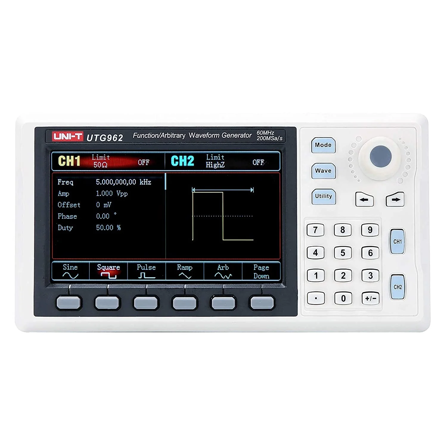 

UTG962E Dual Channel 60Mhz Function Arbitrary Waveform Generator