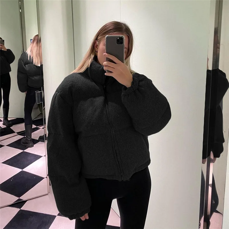 2022 Autumn and Winter Women's New Fashion Collar Thickened Short Cotton Jacket Warm Windproof Women's Clothing Jackets