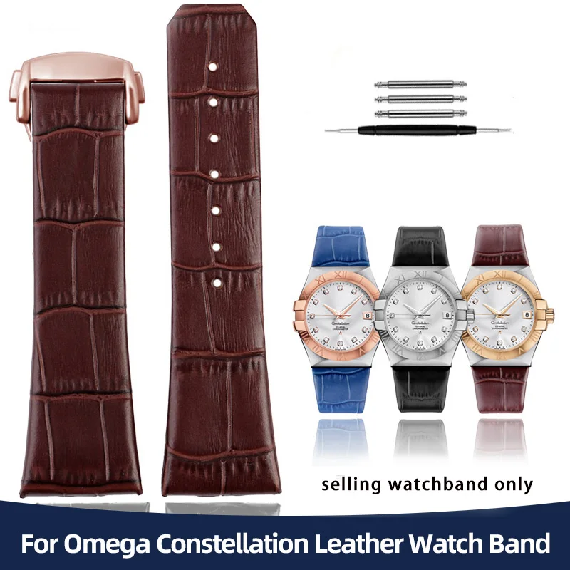 

Специальный женский интерфейс для Omega созвездия ремешок из натуральной воловьей кожи для наручных часов 23 мм Складная Пряжка стильный браслет с выемкой 10 мм
