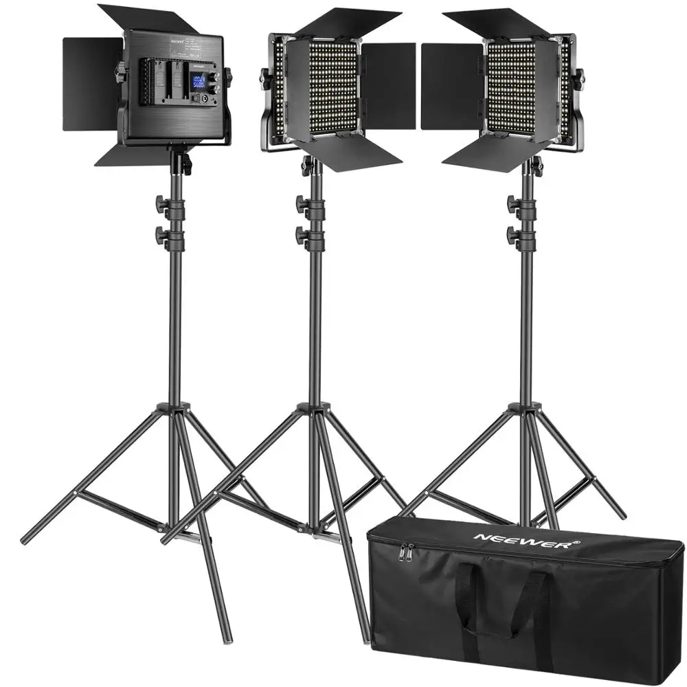 

Neewer 3 Packs 660 LED Video Light with LCD Screen Photography Lighting Kit with Stand: Dimmable 3200-5600K CRI96+ LED Panel