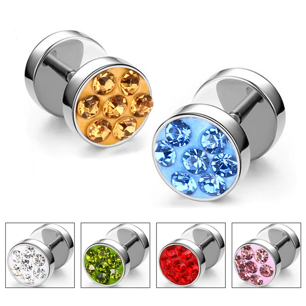 

1 Pcs Titanium Steel Barbell Full Drill Earrings Stainless Steel Jewelry Women Dumbbell Earrings Black Street Anime Hipster