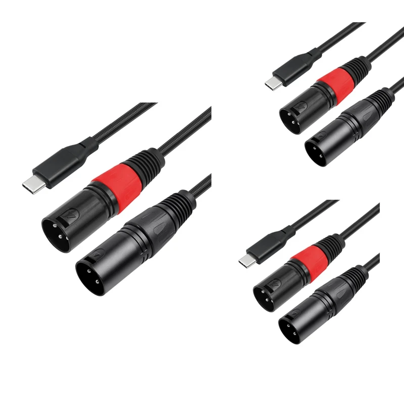 Bochara Тип C Вход к двойному выходе XLR Мужской Аудиокабель OFC для динамиков Усилитель