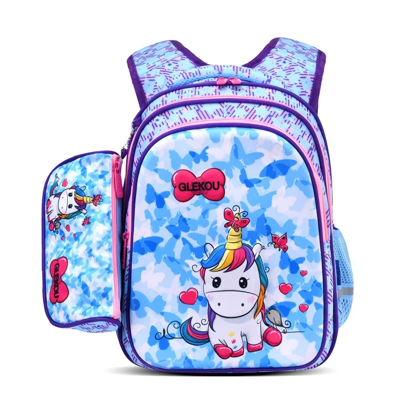 Cartoon Unicorn Grade 2-6 Children Breathable Fashion Backpacks New Girls Princess Boys Cute 16 Inches Schoolbags Breathable Hot