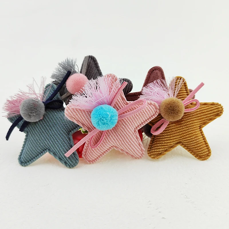 

10Pcs 6.5CM Star With Ball Padded Applique For Clothes Hat Crafts Sewing Supplies DIY Headwear Hair Clips Bow Decor Patches