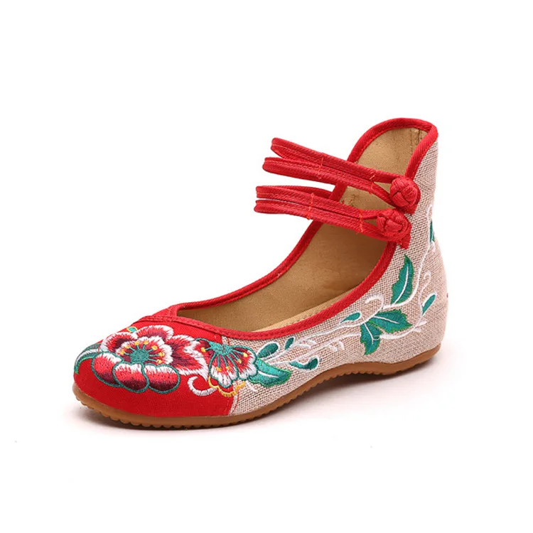 41 42 43 Plus Big Over Large Size Single Shoes, National Style, Retro, Embroidered Cloth Shoes  Women's Single Shoes