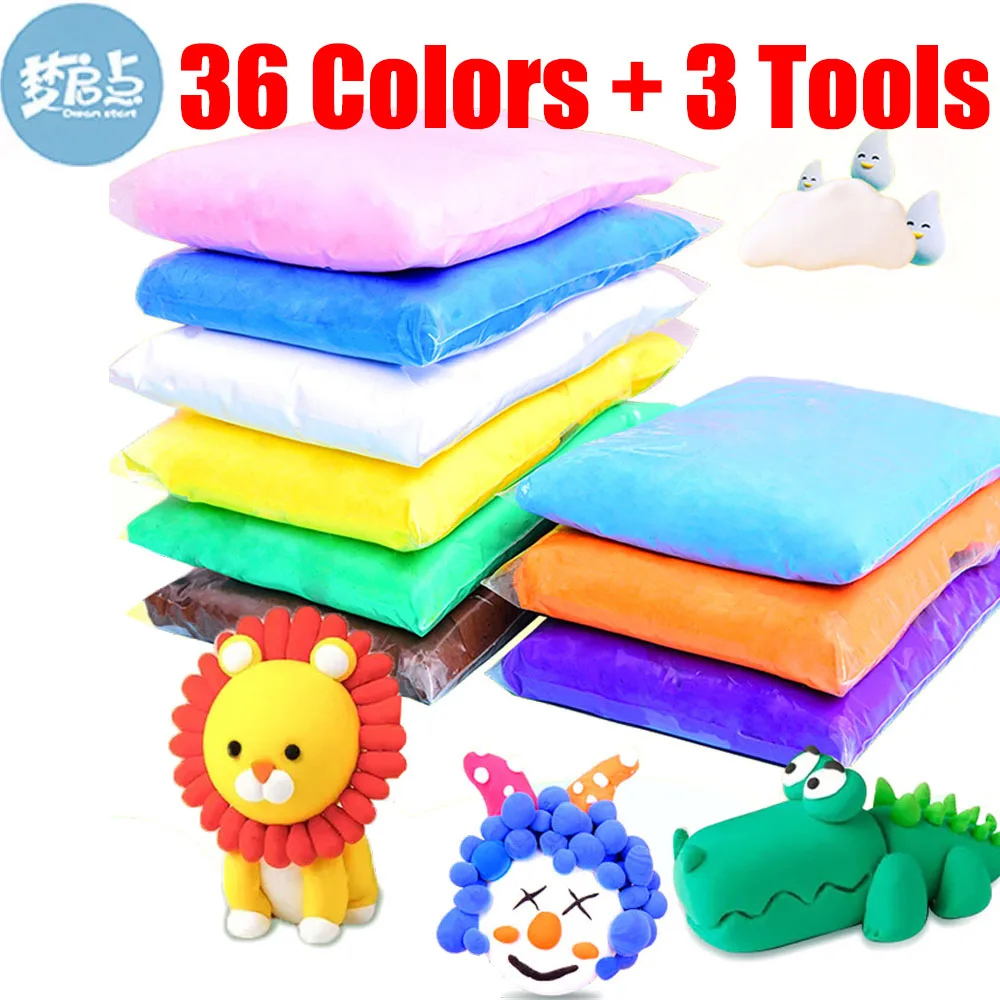 

Мягкая глина, для образовательных детских поделок, цветная, безопасная, 36 цветов