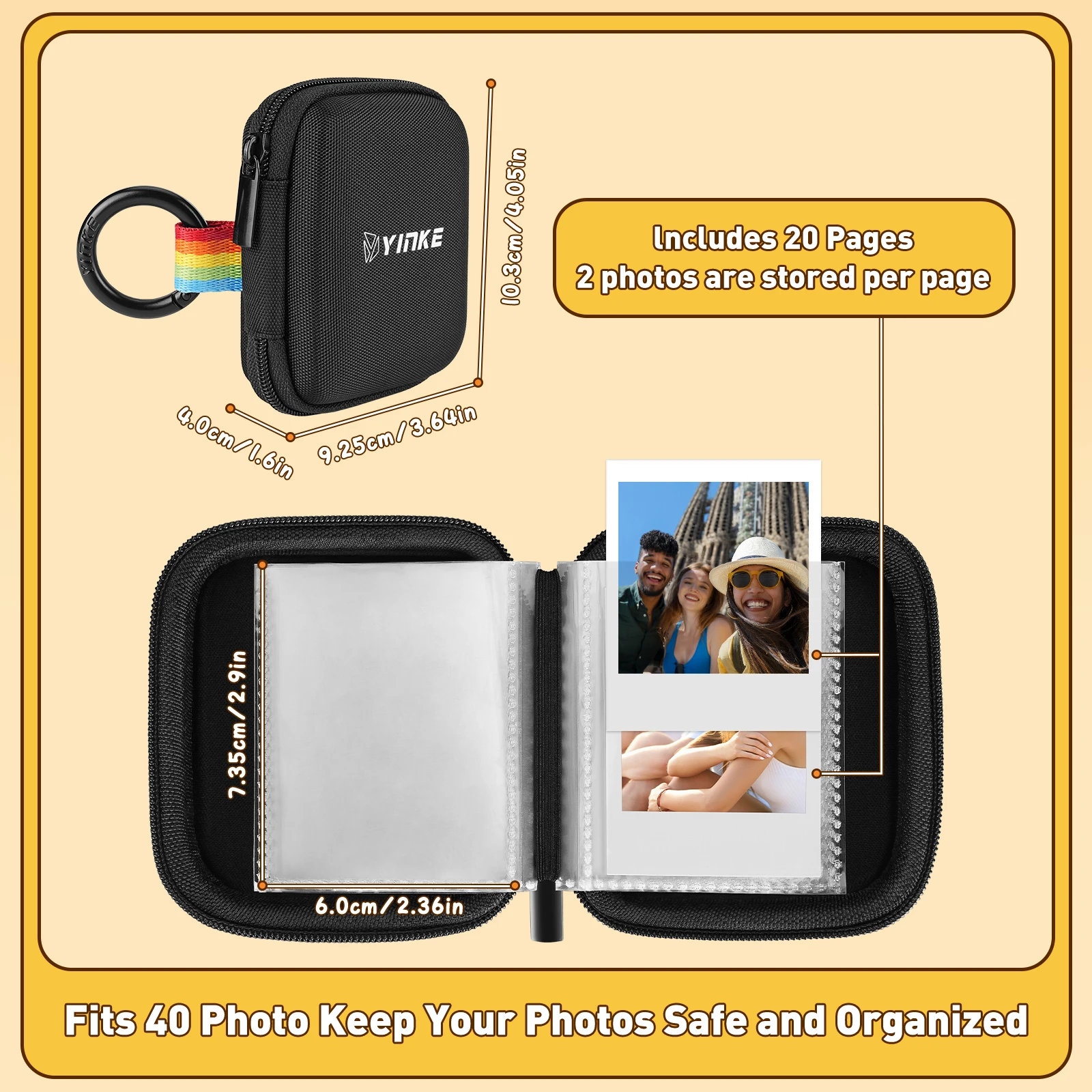 Карманный фотоальбом YINKE для Polaroid GoGo мгновенная мини-камера, портативный дорожный защитный фотоальбом, вмещает 40 фотографий (art.: 3920bed7bf64a) - 3920bed7bf64a
