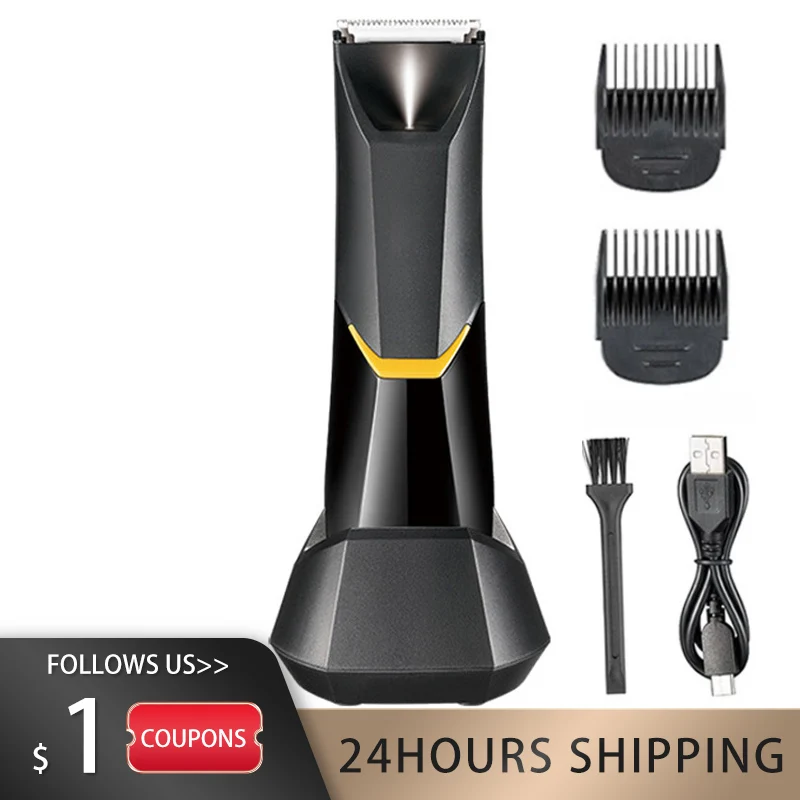 

Электрическая машинка для стрижки волос, мужской триммер для влажных и сухих волос со сменными керамическими лезвиями, водонепроницаемая п...