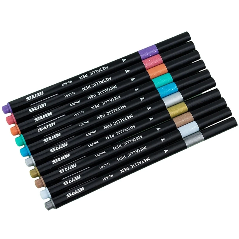 

10 Color Metallic Marker Pens Waterproof Durable for Kids Coloring Books School Poster Design DIY Scrapbooking Journal
