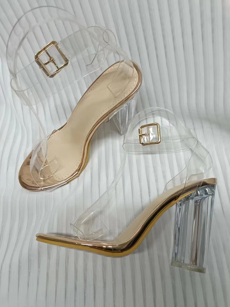 Aneikeh/женские Дизайнерские Сандалии High-kabluke Прозрачные Туфли Из Пвх С Квадратным