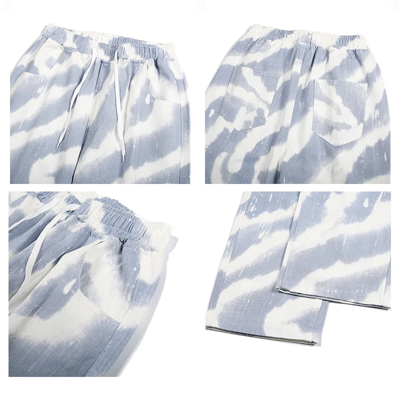 Men's Straight Tube Loose Elastic Waist Drawstring Pants Colored Street Clothes Daily Trousers Korean Street Clothes