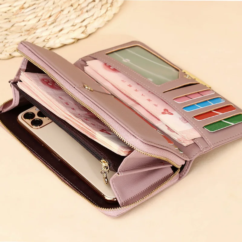 Aliwood Pu Leather Long Women Wallets Simple Zipper Purses Fashion Clutch Female Wallet Money Clip Card Holder Carteras Mujer