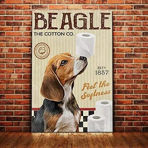 Beagle Dog Cotton Company Poster Bathroom Living Room Dog Lover Decoration Metal Tin Sign