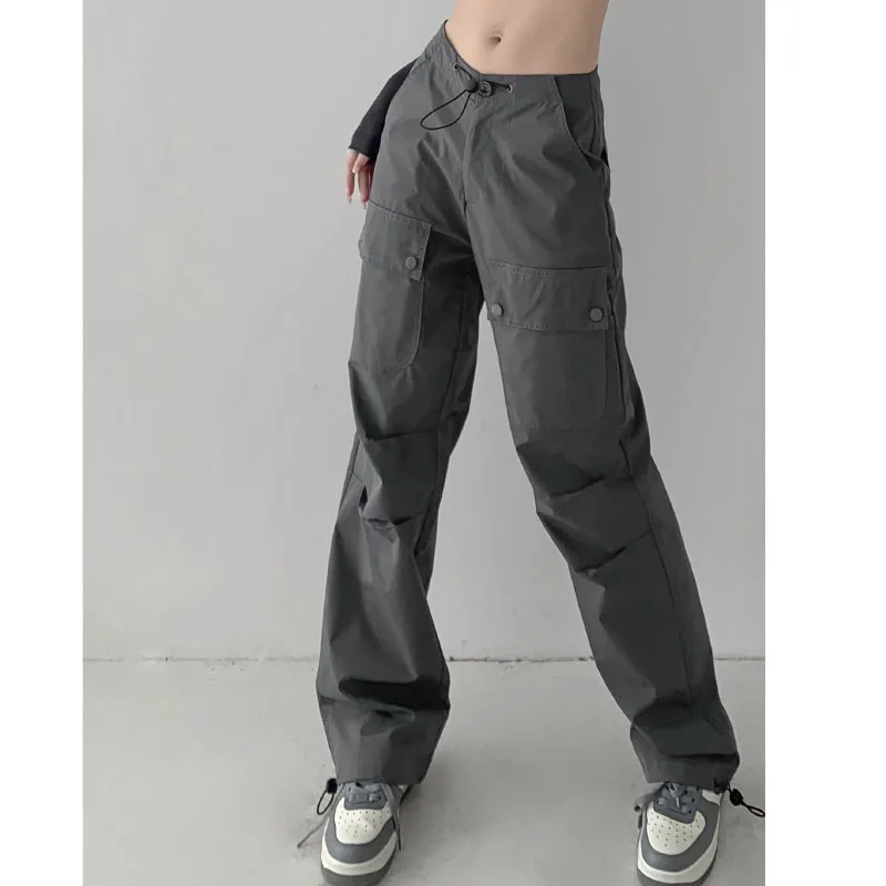 Y2K Casual Cargo Pants Women High Waist Pockets Straight Pants Vintage Harajuku Wide Leg Baggy Jeans 90S Hippie Joggers