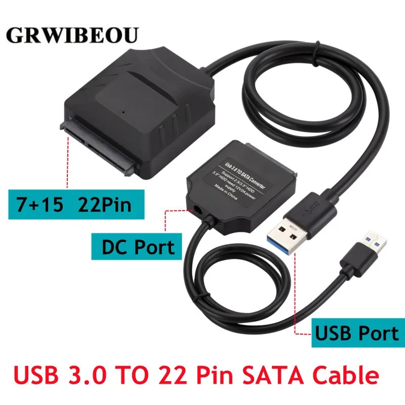 

Кабель-адаптер USB к SATA 3, Sata к USB 3,0, поддержка 22Pin 2,5 3,5 дюймов