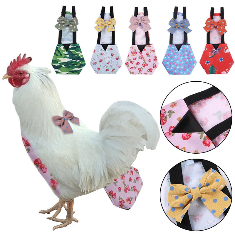 

Hen Clothes Pet Diaper Poultry Clothes Pet Holiday Costume Bow Duck Chicken Goose Washable Various Print Pet Supplies