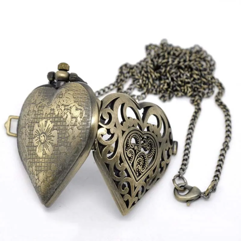 The Retro Bronze Hollowed Out Flower Pattern Peach Heart Pocket Watch, Collection, And Gift Giving Are All Of Great Significance