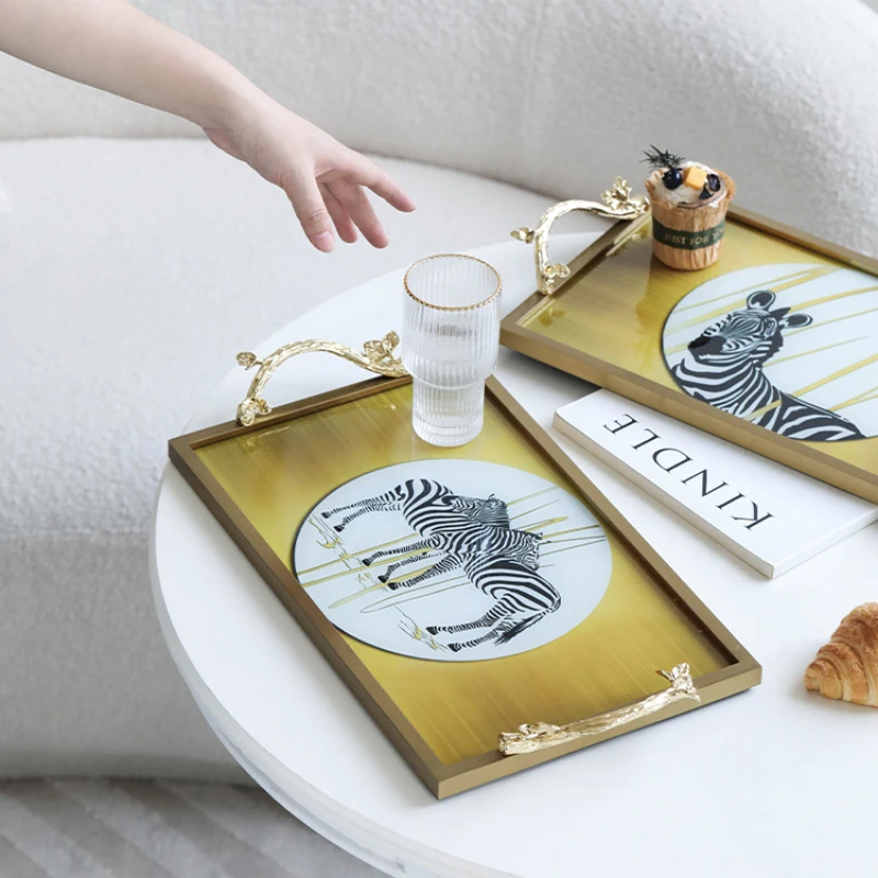 Поднос из позолоченного стекла зеркальный поднос для хранения прямоугольное