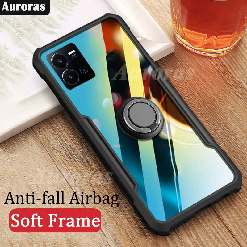 Auroras For VIVO X80 V25E Pro Lite Y35 Y22 Y77 5G Case Case Shockproof Clear With Ring Soft Frame Cover For VIVO V25E T1 4G Case