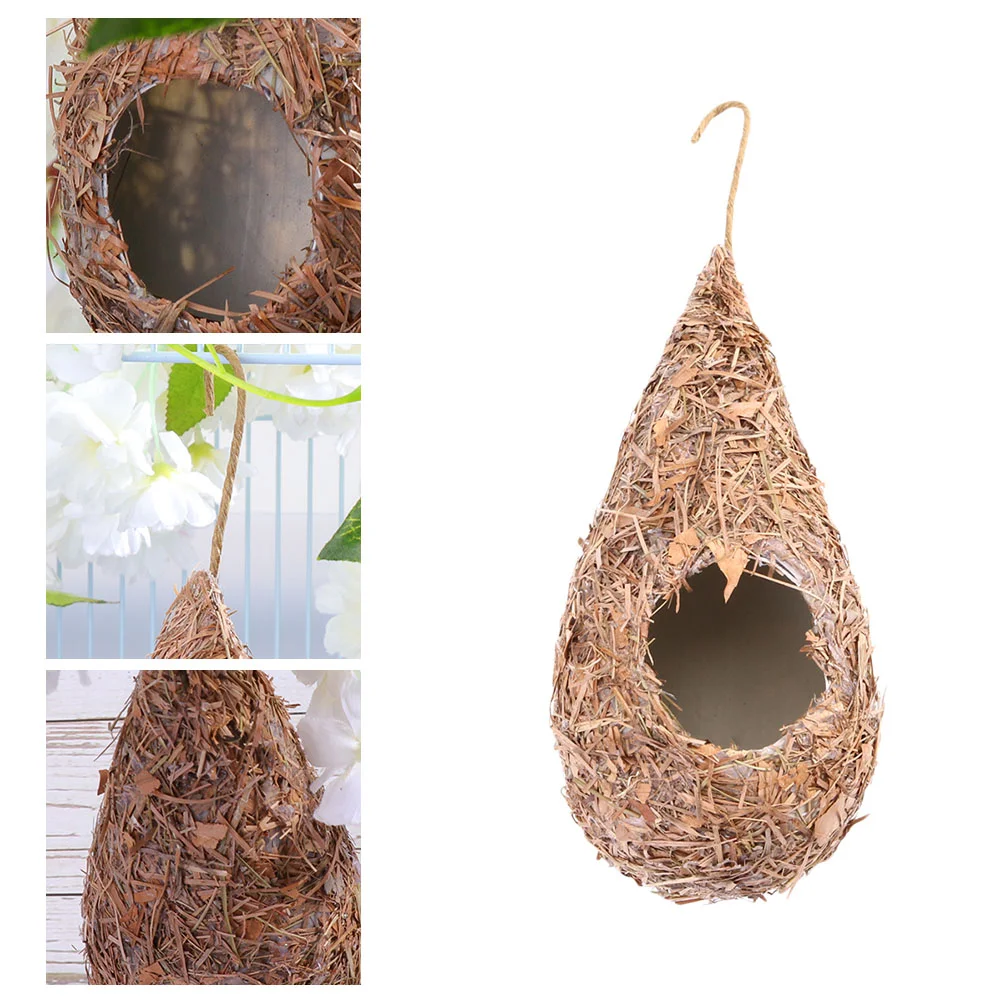 

Toy Straw Bird Breeding Nest Hanging Artificial Weaving Birds Supplies Botanical Decor