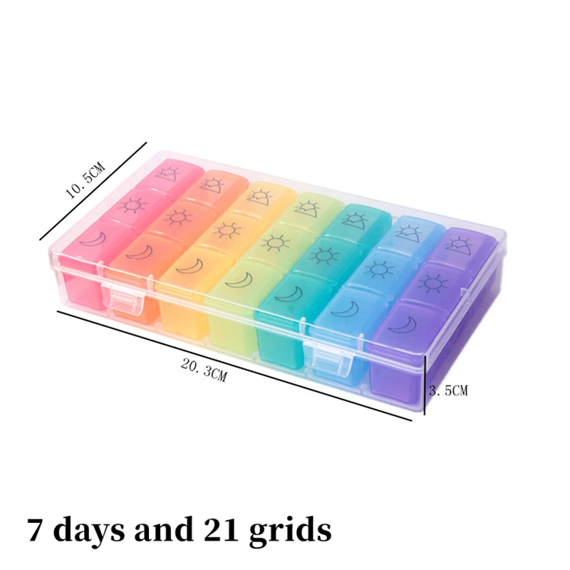 

1PCS 3 Row 21 Squares Pillbox Storage Box for Pills Portable Weekly 7 Days Medication Case Pill Container Organizer Plastic Box