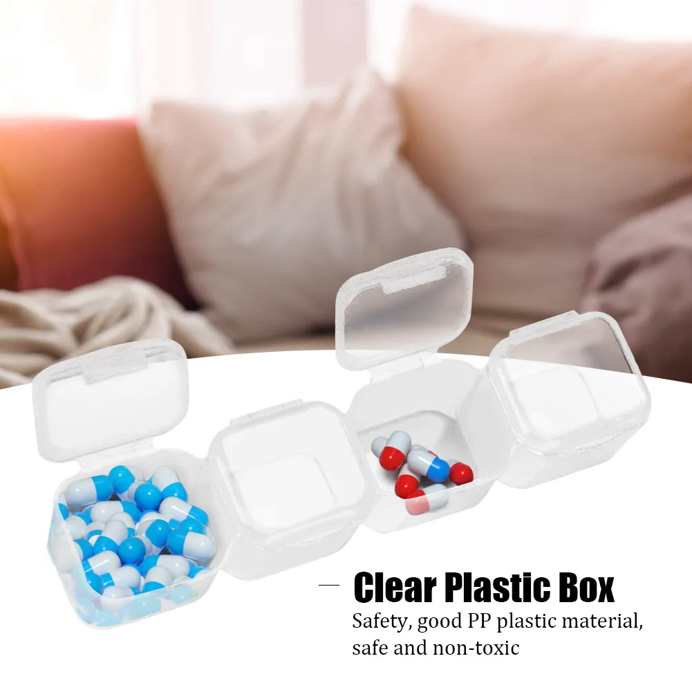 Прозрачная пластиковая коробка с 4 сетками бусины для таблеток футляры хранения