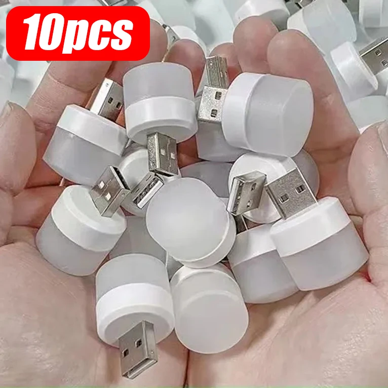 

1-10pcs Mini Usb Night Light Warm White Light Usb Plug Car Eye Protection Book Reading Led Night Lamp