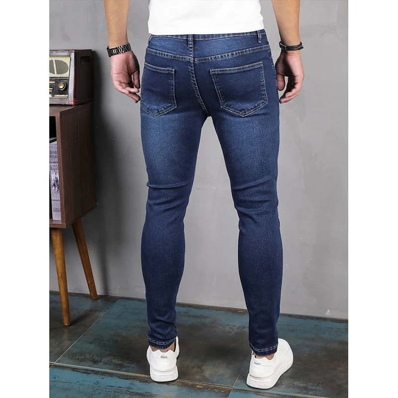 2023 Boyfriend Tight Sexy Jeans Slim Classic Blue Denim Pencil Pants Street Casual Denim Fashion Clothing Men's Stretch Pants