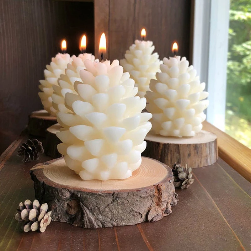 3D Christmas Pine Cone Silicone Candle Mold DIY Beeswax Scented Candle Soap Mold Handmade Christmas Aromatherapy Candle Mold