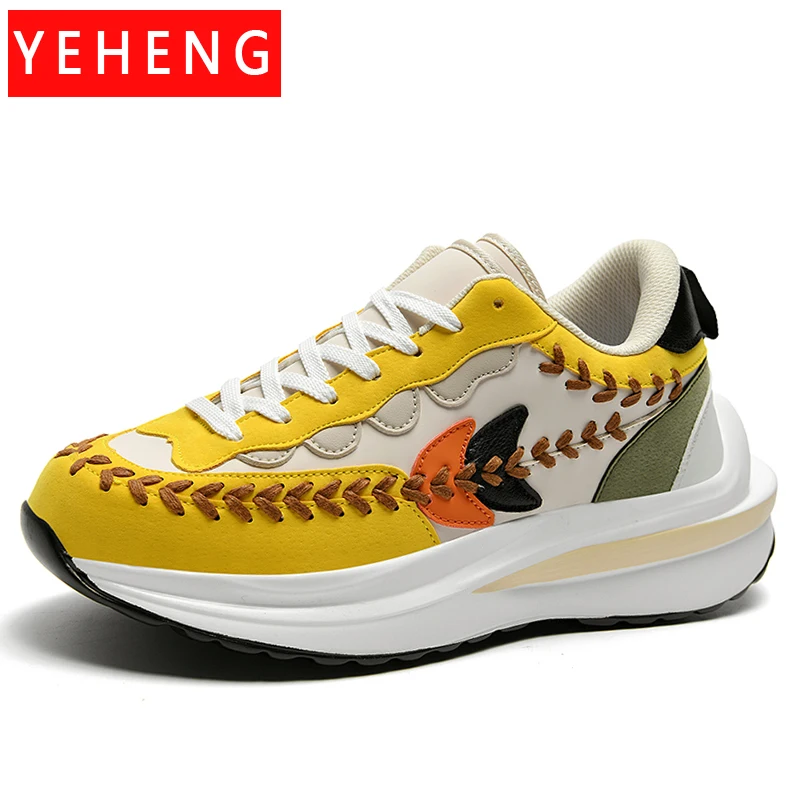 

New Men's platform Sneakers Breathable Running Shoes Trendy Hard-wearing Sports Shoes Outdoor Antiskid Damping Jogging Shoes Men