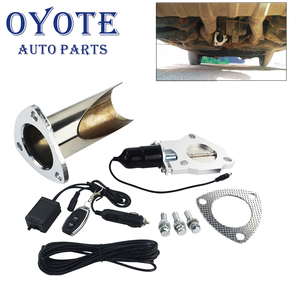 

OYOTE New 2.5" / 3" Electric Stainless Steel Exhaust CutOut Valve With Remote Control Be Cut Pipe Exhaust Tip Muffler Kit