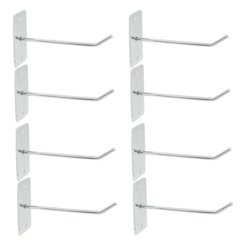 

8 Pcs Wall Board Hanger Metal Clothes Towels Display Hook Silver Tone
