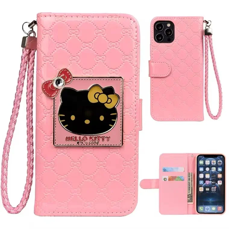 

Pink Luxury Clamshell Cute Card Wallet Leather For iphone 14 13 12pro 12mini 11pro Max XR X XsMax 7 8 plus SE 2020 phone case