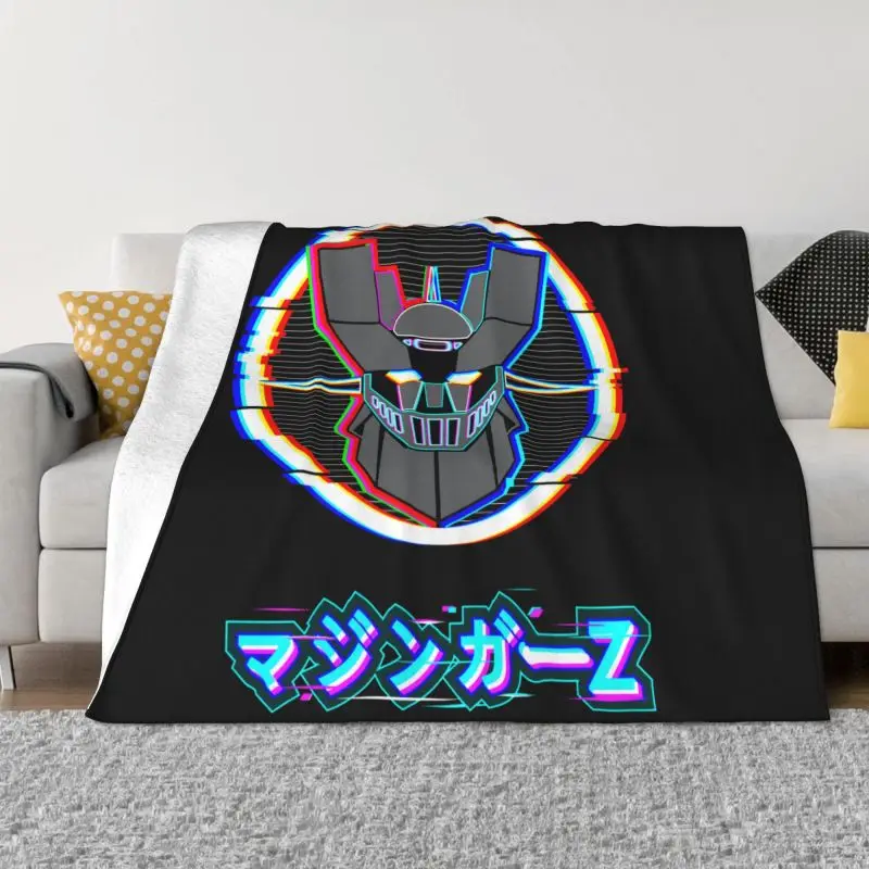 

Mazinger Z Robot Blankets Warm Flannel Japanese Manga Mecha Glitch Fashion Anime Throw Blanket for Bed Couch Bedspread