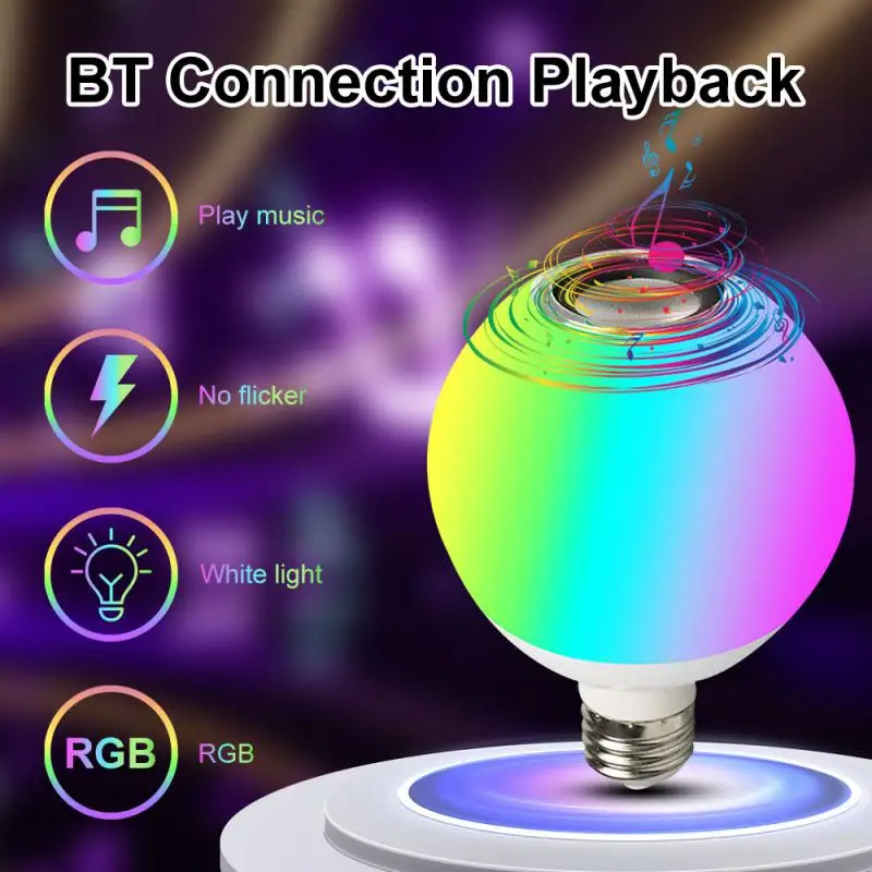

E27 RGBW Music Blub Light Wireless Speaker Lamp AC100V-240V Remote Control LED Smart Bulb For Home Party