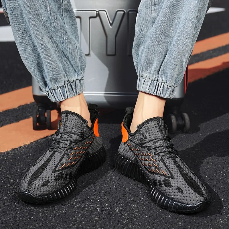 Abhoth Fly Weaving Running Shoes Fish Scales Breathable Male Sneakers Flat Lace-Up Men Shoes Outdoor Lightweight Sports Shoes