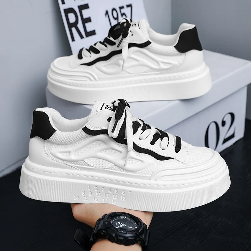 Мужские Популярные Повседневные Кроссовки Дышащая Обувь Из Искусственной Кожи