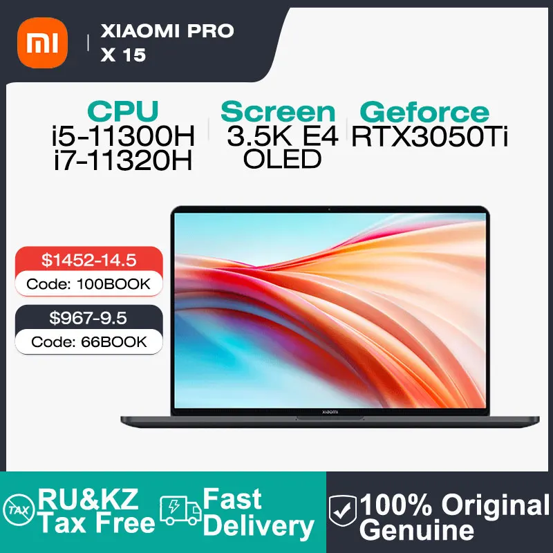 

Xiaomi Mi Laptop Pro X 15 Gaming Computer 15.6 Inch 3.5K OLED Super Retina Screen i5-11300H 16GB 1TB RTX3050Ti Netbooks Windows